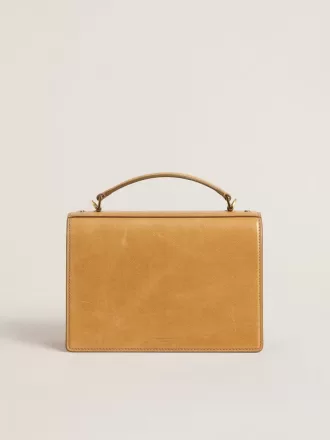 Venezia-Tasche aus ockergelbem geprägtem Leder mit goldenen Details