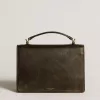 Venezia Tasche aus schwarzem Distressed-Leder mit goldenen Details