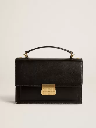 Venezia Tasche aus schwarzem Leder mit Golddetails