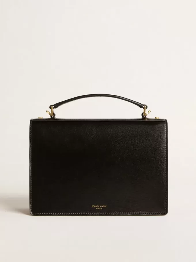 Venezia Tasche aus schwarzem Leder mit Golddetails