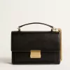 Venezia Tasche aus schwarzem Leder mit Golddetails