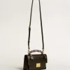 Venezia-Tasche aus schwarzem Leder mit mehrfarbigem Schal