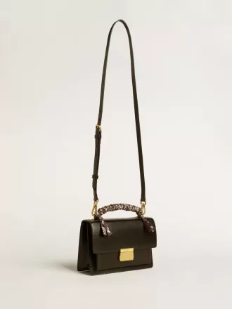 Venezia-Tasche aus schwarzem Leder mit mehrfarbigem Schal