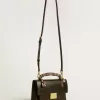 Venezia-Tasche aus schwarzem Leder mit Schal und doppeltem Anhänger