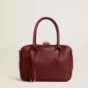 Vita Bag aus burgunderrotem Leder mit goldenen Details