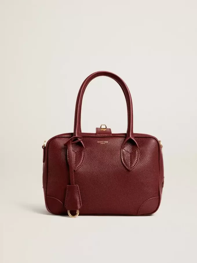 Vita Bag aus burgunderrotem Leder mit goldenen Details