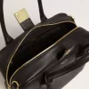 Vita Bag aus glattem schwarzem Leder mit goldenen Details
