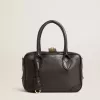 Vita Bag aus schwarzem Schafsleder mit goldenen Details Vita Bag aus schwarzem Schafsleder mit goldenen Details