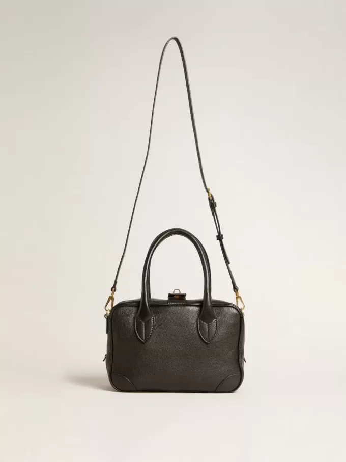 Vita Bag aus schwarzem Schafsleder mit goldenen Details Vita Bag aus schwarzem Schafsleder mit goldenen Details