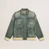 Waschene Denimjacke für Herren mit Rippstrick aus Wollmischung