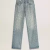 Washed-Jeans für Damen mit durchgehenden Ösen