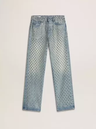 Washed-Jeans für Damen mit durchgehenden Ösen
