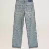 Washed-Jeans für Damen mit durchgehenden Ösen