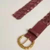 Weinroter gewebter Ledergürtel für Damen Weinroter gewebter Ledergürtel für Damen