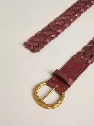 Weinroter gewebter Ledergürtel für Damen Weinroter gewebter Ledergürtel für Damen