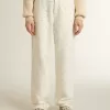 Weiße Jeanshose für Damen mit Perlenstickerei und Kristallen