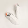 Weiße Purestar-Sneaker mit fluoreszierendem orangefarbenem Fersenriemen Weiße Purestar-Sneaker mit fluoreszierendem orangefarbenem Fersenriemen