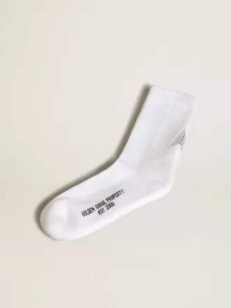 Weiße Socken mit Kristallstern auf der Rückseite