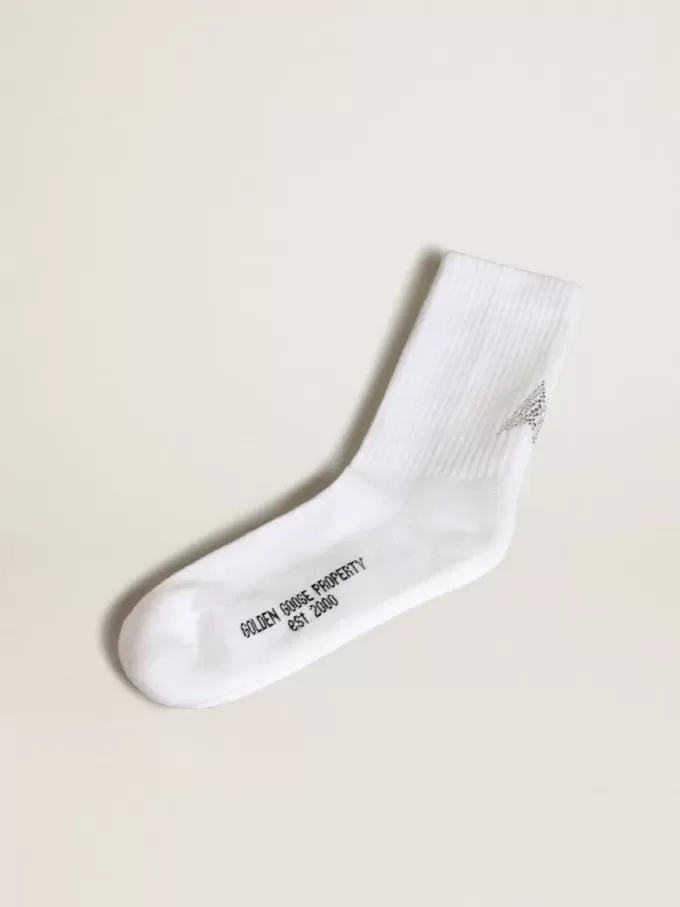 Weiße Socken mit Kristallstern auf der Rückseite Weiße Socken mit Kristallstern auf der Rückseite