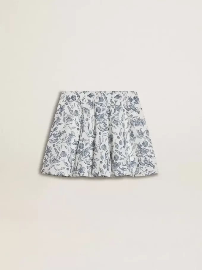 Weißer Rock für Mädchen mit blauem Aufdruck Weißer Rock für Mädchen mit blauem Aufdruck