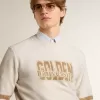 Weißes Baumwoll-Sweatshirt für Herren mit Aufdruck auf der Vorderseite Weißes Baumwoll-Sweatshirt für Herren mit Aufdruck auf der Vorderseite