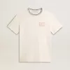 Weißes Baumwoll-T-Shirt für Damen mit Handstickerei