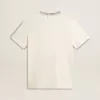 Weißes Baumwoll-T-Shirt für Damen mit Handstickerei
