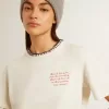 Weißes Baumwoll-T-Shirt für Damen mit Handstickerei