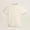 Weißes Baumwoll-T-Shirt für Damen mit Handstickerei
