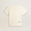 Weißes Baumwoll-T-Shirt für Damen mit Print und Stickerei