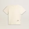 Weißes Baumwoll-T-Shirt für Damen mit Print und Stickerei