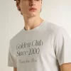Weißes Baumwoll-T-Shirt für Herren mit grünem Aufdruck