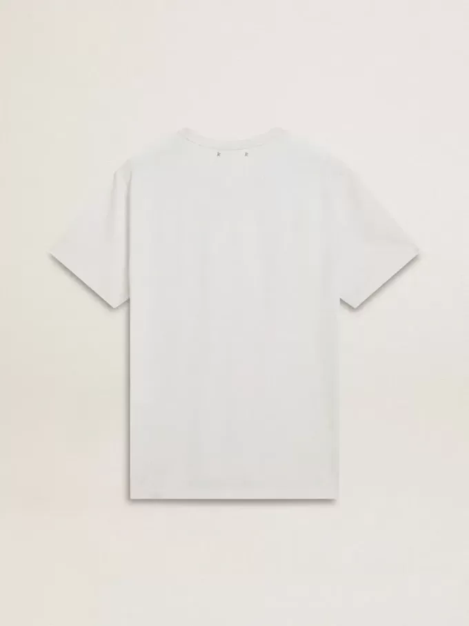 Weißes Baumwoll-T-Shirt für Herren mit grünem Aufdruck