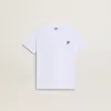 Weißes Baumwoll-T-Shirt für Kinder mit silbernem Aufdruck Weißes Baumwoll-T-Shirt für Kinder mit silbernem Aufdruck