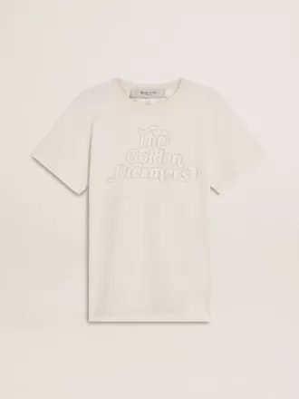 Weißes Damen-T-Shirt mit Aufdruck auf der Vorderseite