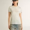 Weißes Damen-T-Shirt mit Aufdruck auf der Vorderseite