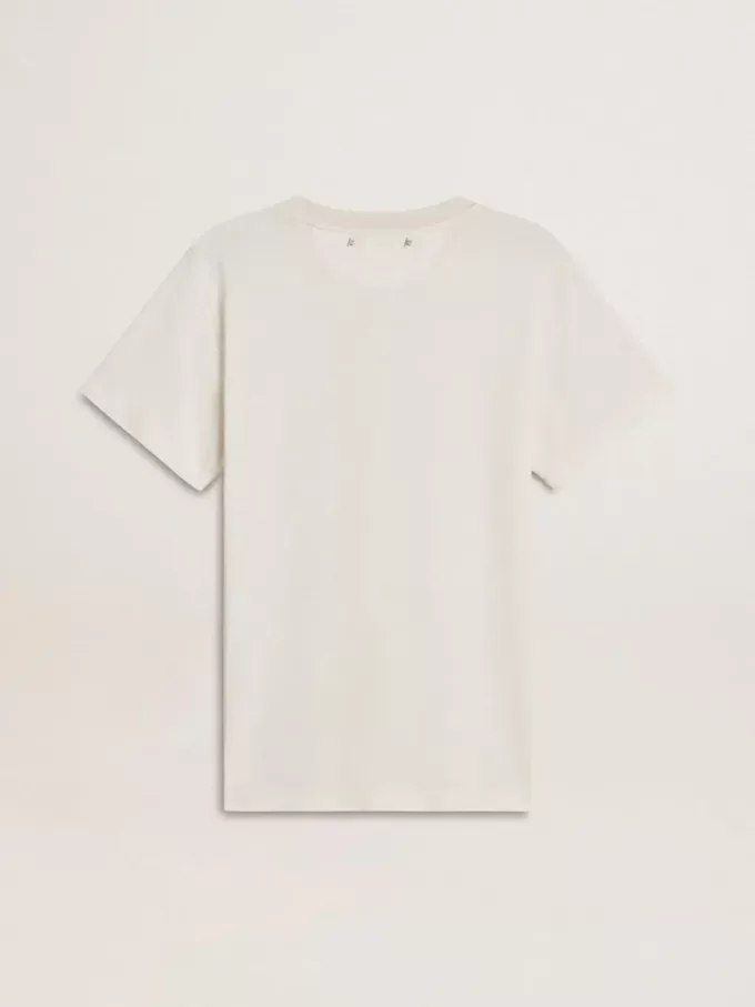 Weißes Damen-T-Shirt mit Aufdruck auf der Vorderseite