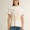 Weißes Damen-T-Shirt mit Blumenprint