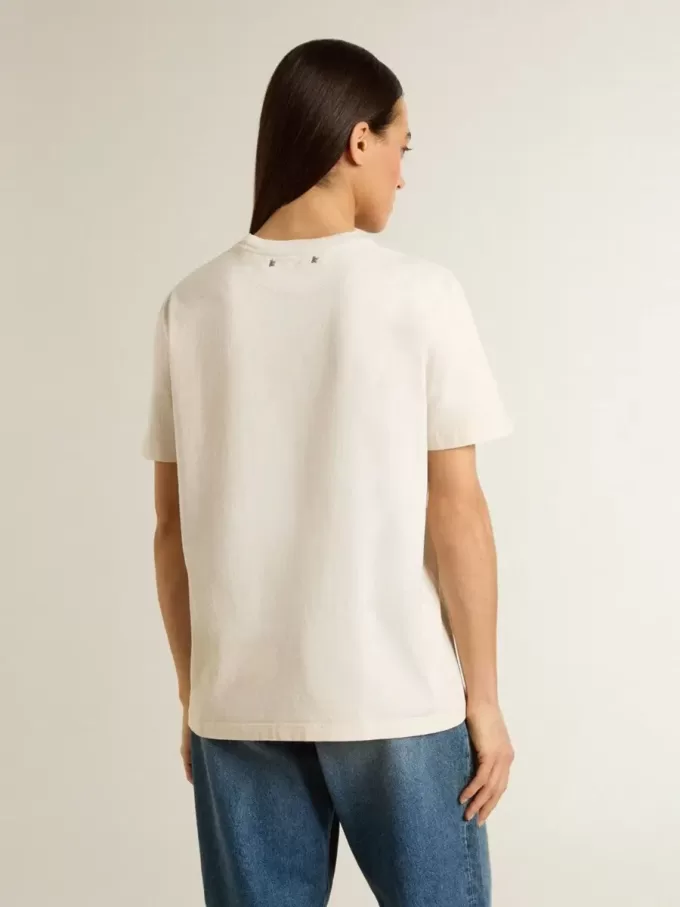 Weißes Damen-T-Shirt mit Blumenprint