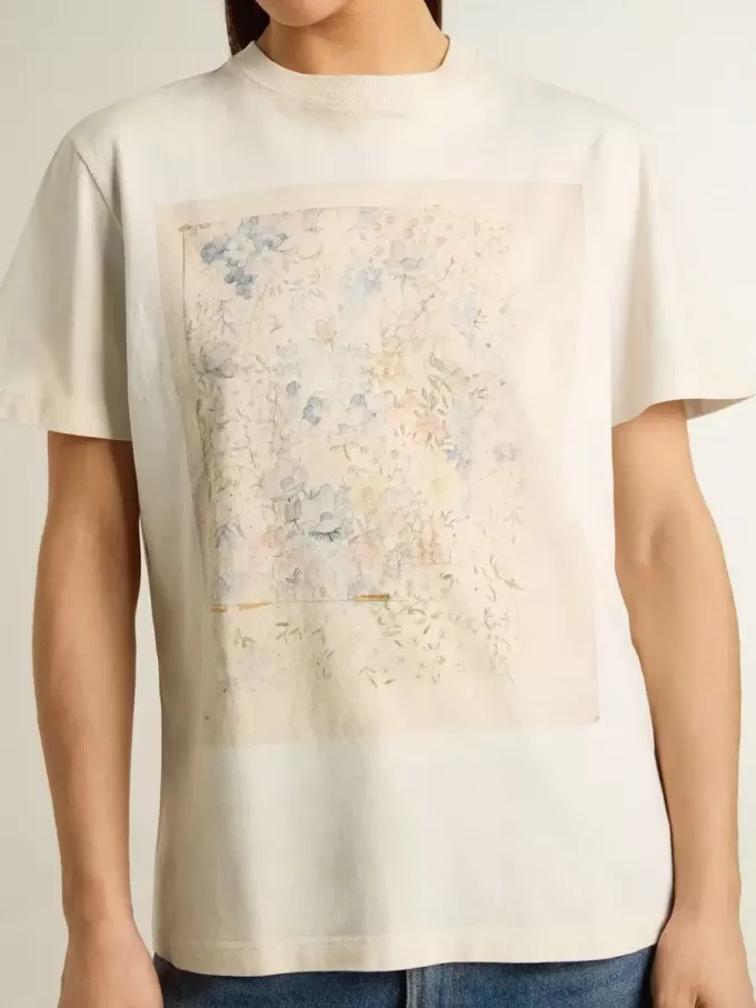 Weißes Damen-T-Shirt mit Blumenprint