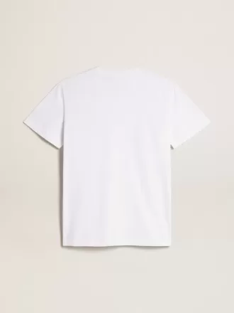 Weißes Damen-T-Shirt mit burgunderrotem Stern auf der Vorderseite