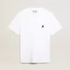 Weißes Damen-T-Shirt mit dunkelblauem Stern auf der Vorderseite