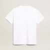 Weißes Damen-T-Shirt mit dunkelblauem Stern auf der Vorderseite