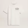 Weißes Damen-T-Shirt mit schwarzem Aufdruck auf der Brust