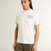 Weißes Damen-T-Shirt mit schwarzem Aufdruck auf der Brust