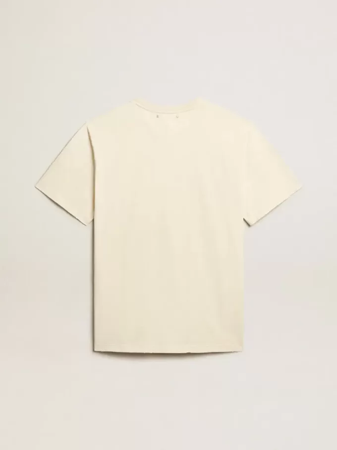 Weißes Herren-T-Shirt aus Baumwolle mit Print auf der Vorderseite