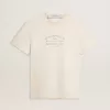 Weißes Herren-T-Shirt im Vintage-Look mit Aufdruck auf der Vorderseite Weißes Herren-T-Shirt im Vintage-Look mit Aufdruck auf der Vorderseite
