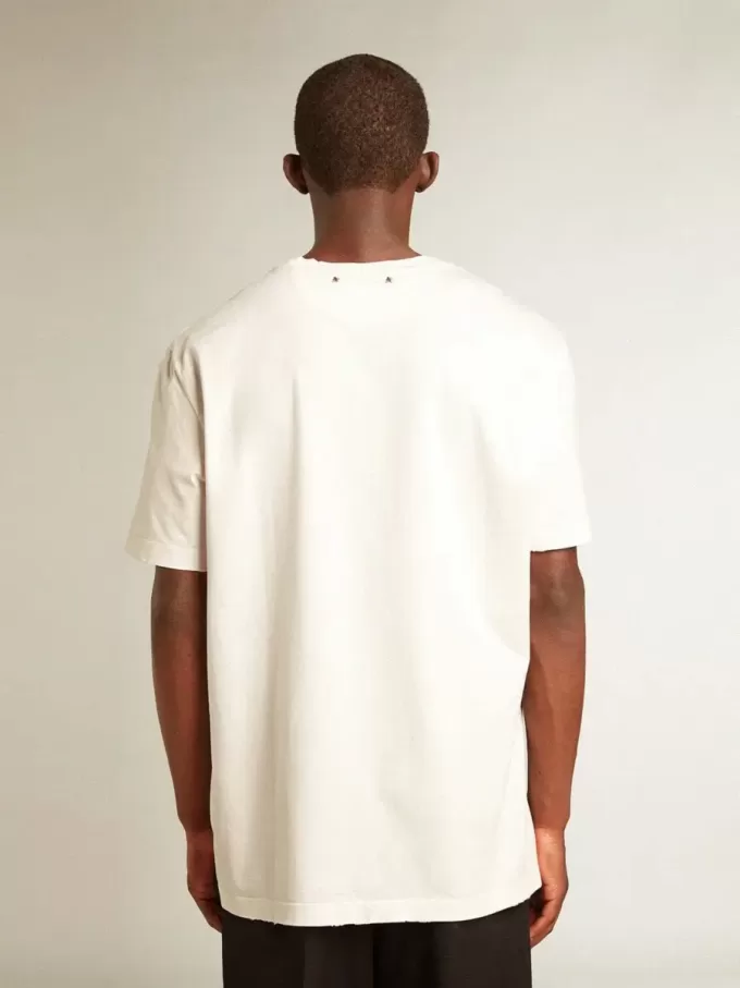 Weißes Herren-T-Shirt mit Distressed-Effekt Weißes Herren-T-Shirt mit Distressed-Effekt
