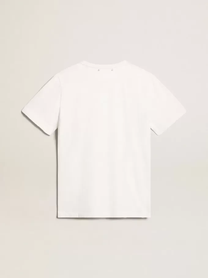 Weißes Herren-T-Shirt mit Distressed-Effekt Weißes Herren-T-Shirt mit Distressed-Effekt