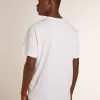 Weißes Herren-T-Shirt mit dunkelblauem Stern auf der Vorderseite